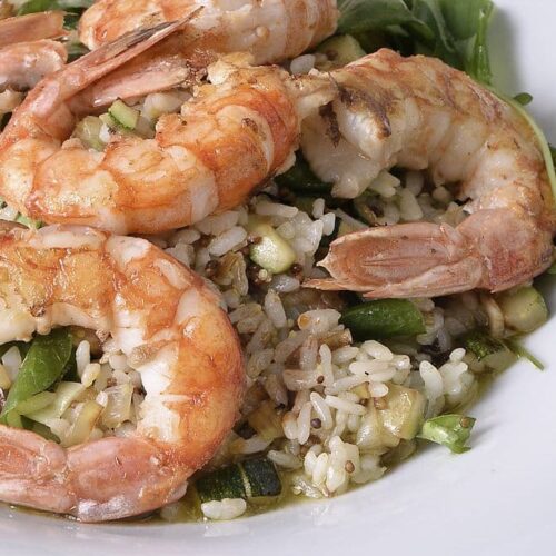 ensalada berro arroz gambas